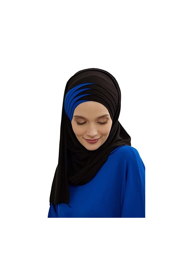 Châle en jersey pour femme en coton - noir - Taille unique