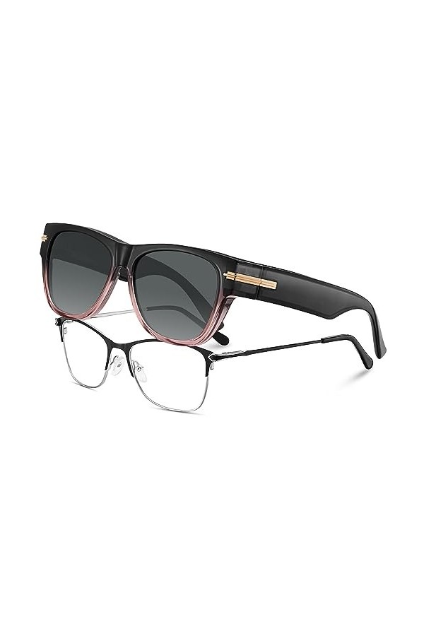 Carfia Surlunettes de Soleil Polarisées Femme Sur Lunettes de Vue, Protection UV400 pour Conduite Sport