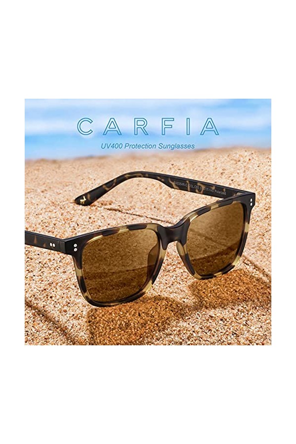 Carfia Lunettes de Soleil Femme Polarisee Vintage Protection UV400 Voyage Conduite Plage Outdoor/Lunettes Anti Lumiere Bleue 