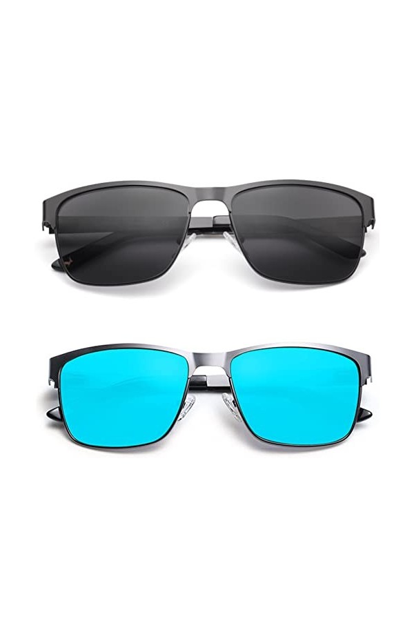 Carfia Lunettes de Soleil Polarisées Hommes UV Protection Cadre Réglable en Métal léger pour la Pêche Conduite