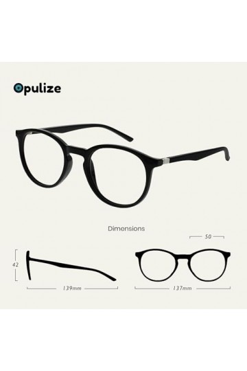 OPULIZE Met Pack 5 Lunettes De Lecture Avec Lecteur Soleil Rond Noir Brun Gris Transparent Hommes Femmes RRRRS60-127CC +2,50