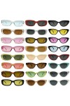 Kikuo 24Pcs Lunette de Soleil Rectangulaire Cat Eye, Lunettes de Soleil Femme Homme, Soleil Rectangulaires Lunettes, Lunette 