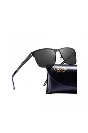 Carfia Lunettes de Soleil Polarisées Hommes UV Protection Cadre Réglable en Métal léger pour la Pêche Conduite