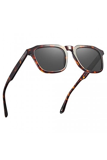 Carfia Vintage lunettes de soleil Carrées pour Hommes Polarisées Lunettes Protection UV400 Cat.3 pour la Conduite Pêche