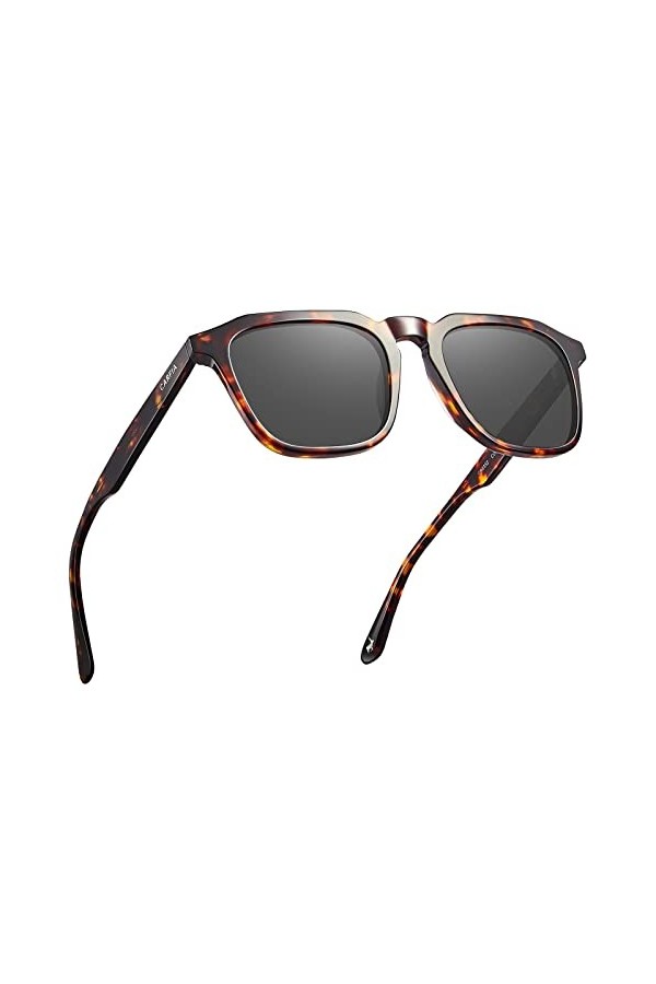 Carfia Vintage lunettes de soleil Carrées pour Hommes Polarisées Lunettes Protection UV400 Cat.3 pour la Conduite Pêche