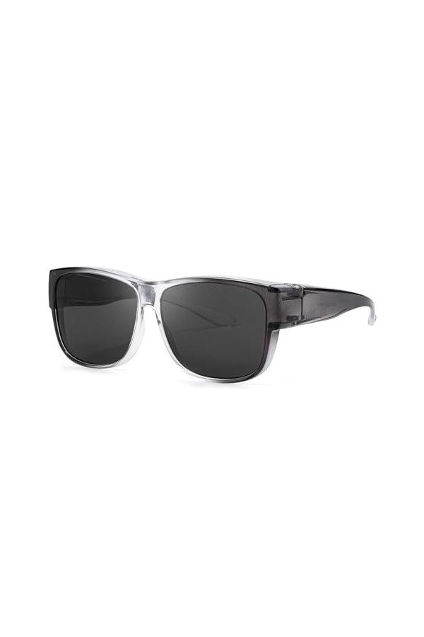 LVIOE Lunettes de soleil polarisées enveloppantes pour femme/homme, protection UV pour conduite, Noir/transparent