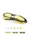 TJUTR Lunettes de Conduite de nuit Lunettes Photochromiques Polarisées Homme Métal Cadre - UVA UVB Protection Noir/Jaune Pho