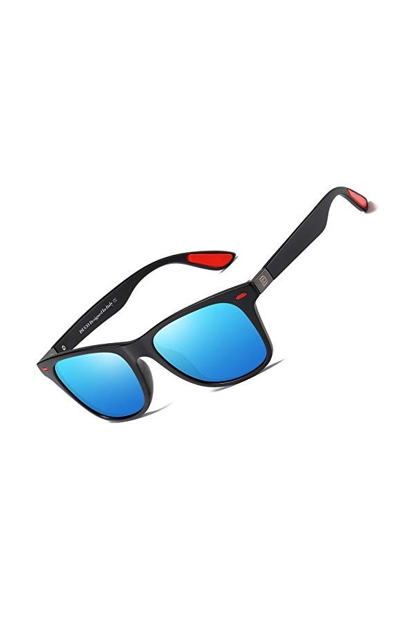 DUCO Lunettes de soleil rétro pour homme et femme pour conduite, cyclisme, pêche, golf 2146, noir/bleu, 59