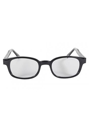 KDS - Lunettes de soleil de bikers - monture noire - verres très clairs - longs bras minces spécial casque