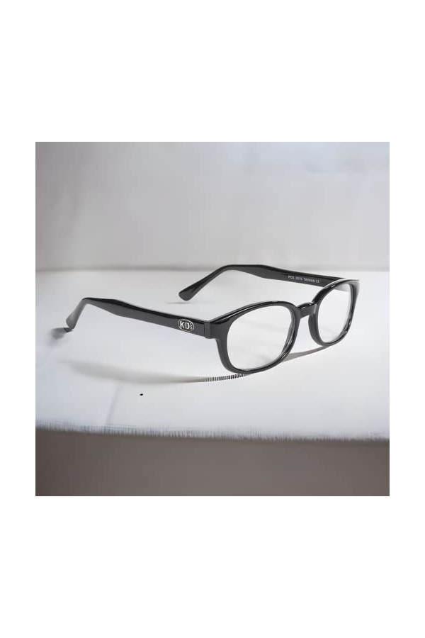 KDS - Lunettes de soleil de bikers - monture noire - verres très clairs - longs bras minces spécial casque