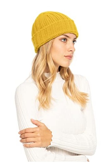 Marine Cashmere - Chapeau/Casquette en Cachemire pour Femme, 100% Fil de Cachemire Doux, fabriqué en Italie Moutarde 