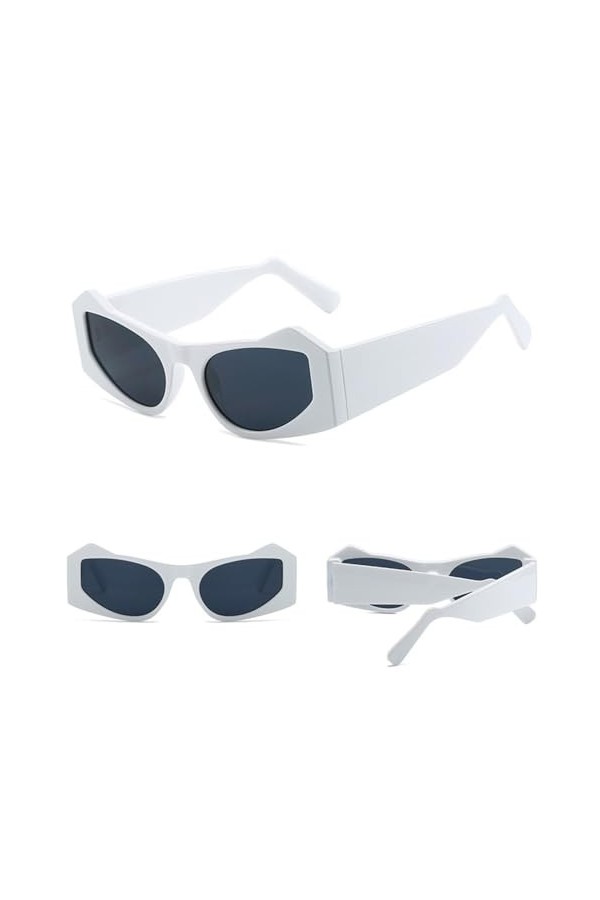 HPIRME Lunettes de soleil œil de chat pour femmes, petite monture irrégulière, lunettes de soleil punk, lunettes de plage dé