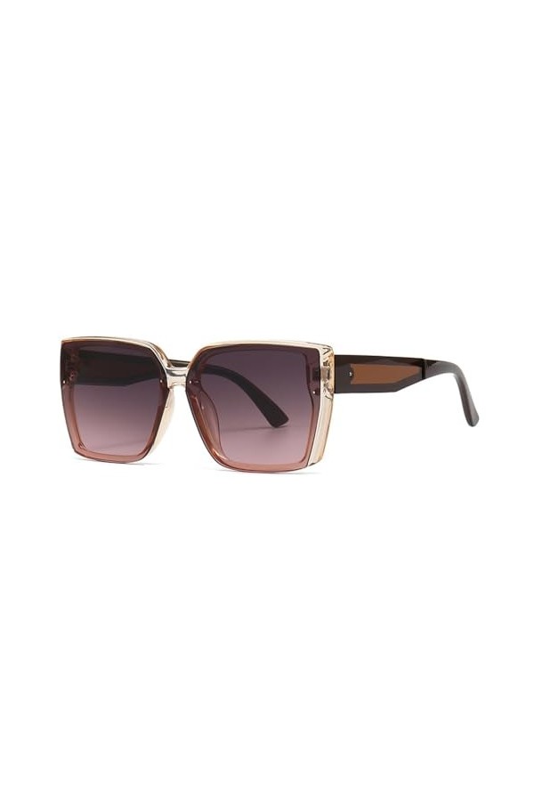Lunettes de Soleil Carrées Femmes Rétro Café Nuances UV400 Hommes Lunettes de Soleil,champagne coffee,One size