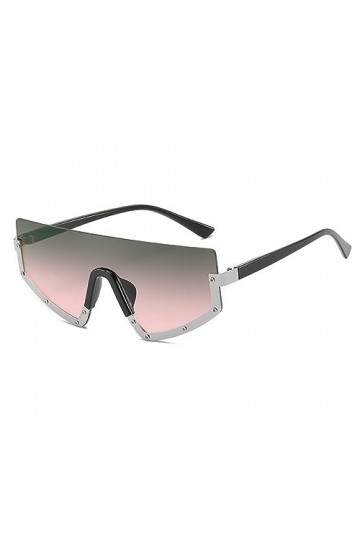 HPIRME Lunettes de soleil femmes une lentille en métal demi-monture apparence extérieur photo lunettes de soleil homme rétro,