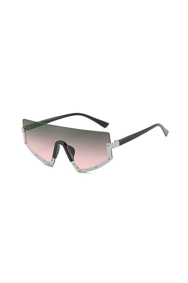HPIRME Lunettes de soleil femmes une lentille en métal demi-monture apparence extérieur photo lunettes de soleil homme rétro,