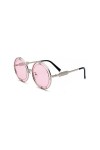 HPIRME Lunettes de soleil dété Lunettes de soleil pour hommes et femmes Lunettes de soleil rondes UV400, argent w rose, tail
