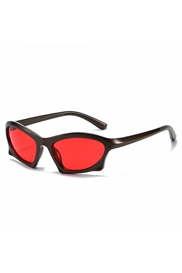 ONDIAN Lunettes de soleil rétro géométriques punk pour femme Lunettes de soleil classiques, Rouge, Taille unique