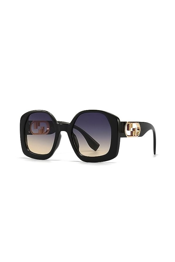 HCHES Lunettes de soleil carrées pour femmes Lunettes de soleil vintage punk surdimensionnées pour hommes Lunettes UV400, 6,