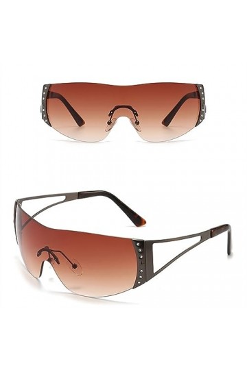 Lunettes de Soleil rétro Une pièce Femmes Lunettes de Soleil enveloppantes surdimensionnées UV400 Lunettes pour Dames, T02974