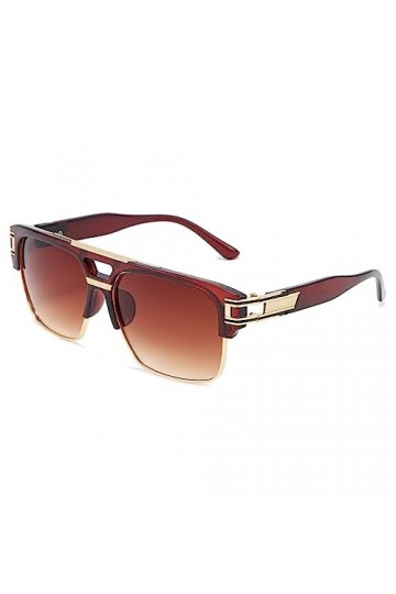 HPIRME Lunettes de soleil pour hommes Glamour Punk Lunettes de soleil pour femmes Lunettes rétro carrées en miroir, marron dé