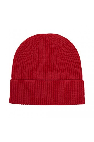 Pure Cachemire, Bonnet Pur Femme en Coloris Unie. Rouge
