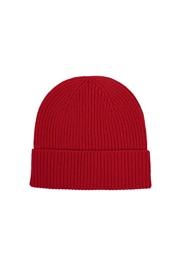 Pure Cachemire, Bonnet Pur Femme en Coloris Unie. Rouge