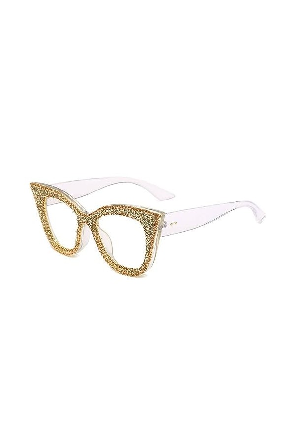 MUTYNE Diamant Cat Eye Lunettes de Soleil Femmes Hommes Strass Crushed Drill Lunettes de Soleil Lunettes Nuances Lunettes de 