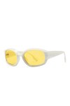 Ovale Femmes Lunettes de Soleil Vintage Bonbons Couleur Lunettes Hommes Petit Cadre Gris Jaune Lunettes de Soleil, Blanc jaun