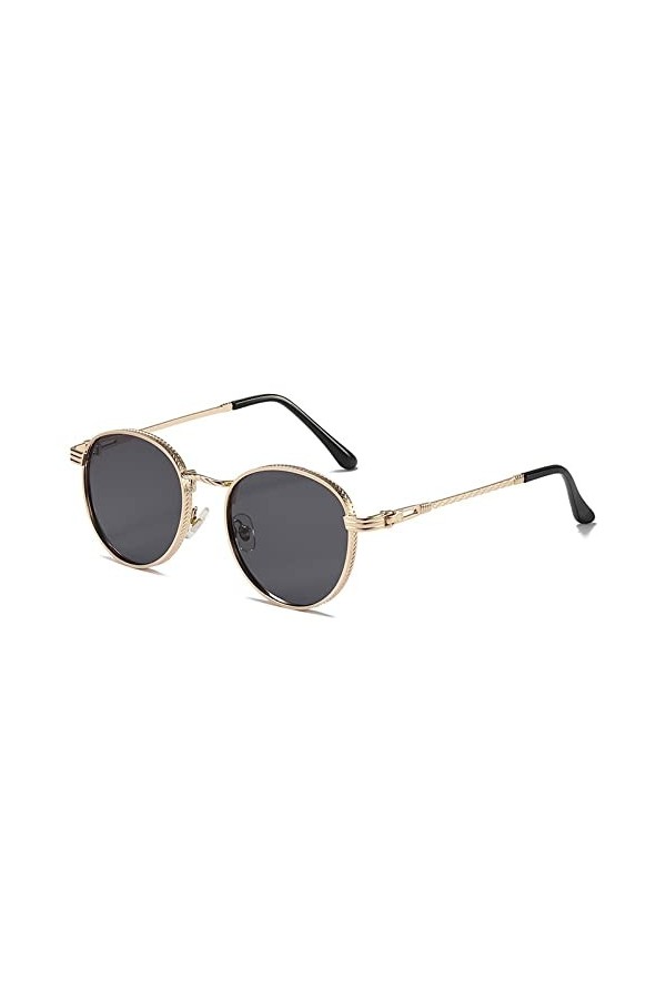 HCHES Lunettes de soleil à monture ovale en métal pour femmes Lunettes de soleil avancées pour hommes Lunettes de soleil poly
