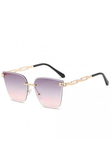 HPIRME Lunettes de soleil femmes lunettes yeux de chat sans monture dégradé marron verres de coupe lunettes de soleil pour fe