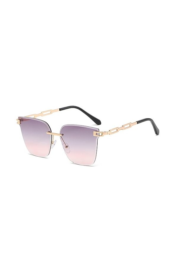 HPIRME Lunettes de soleil femmes lunettes yeux de chat sans monture dégradé marron verres de coupe lunettes de soleil pour fe