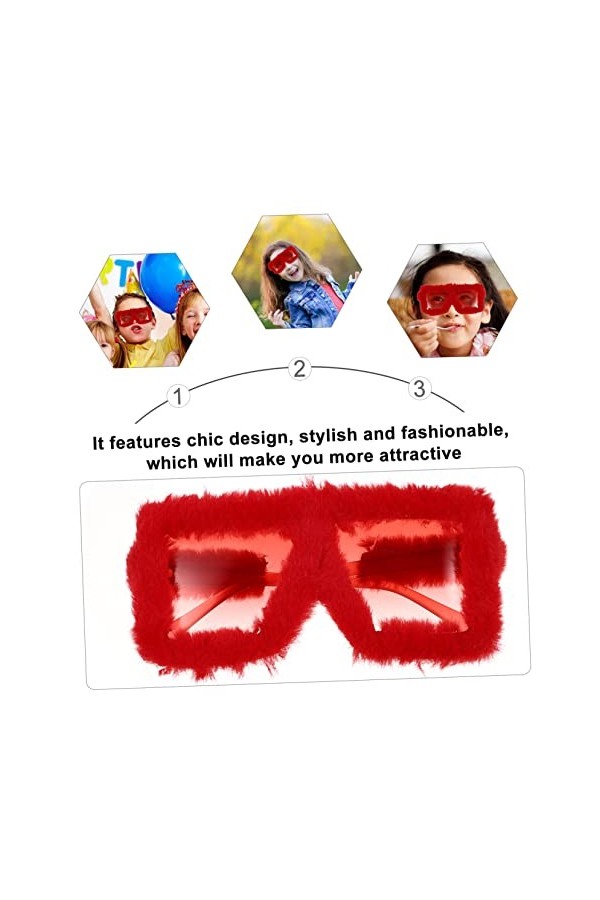 ABOOFAN 3 Pièces Drôle Protection Funky Lunettes De Soleil Surdimensionnées En Peluche Lunettes De Soleil Carrées Pour Femmes