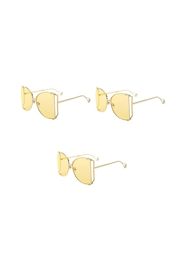 DOITOOL 3 Pièces Lunettes De Soleil Métalliques Pour Femmes Lunettes De Soleil Pour Femmes Lunettes De Soleil À La Mode Pour 