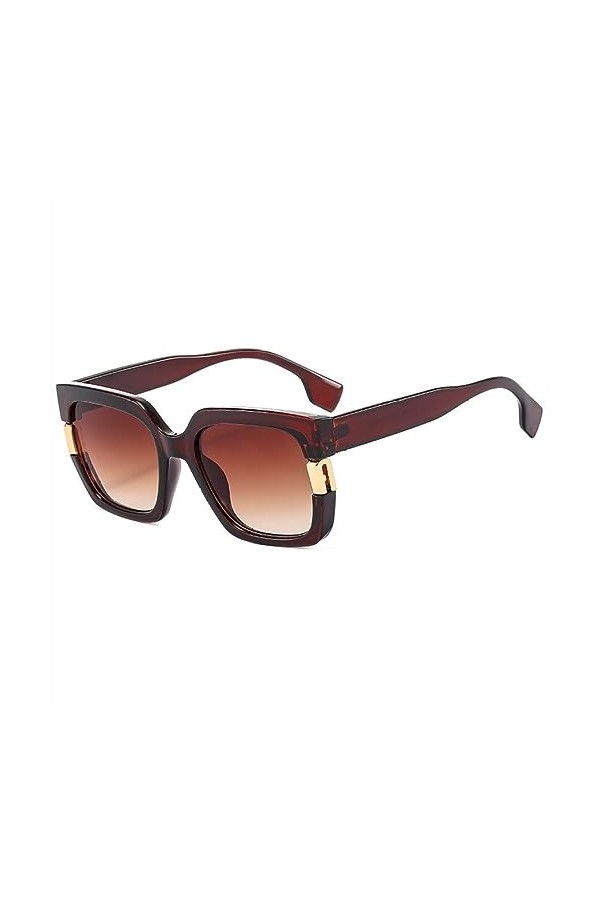 HPIRME Femmes lunettes de soleil carrées pour hommes Vintage femme lunettes de soleil conduite nuances UV400 lunettes, thé th
