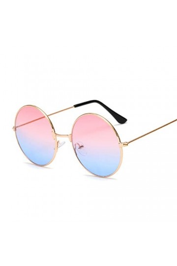 COTCLO Lunettes de soleil rétro rondes roses pour homme - Lunettes de soleil pour femme - En alliage miroir - Noir/gris doré