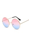 COTCLO Lunettes de soleil rétro rondes roses pour homme - Lunettes de soleil pour femme - En alliage miroir - Noir/gris doré