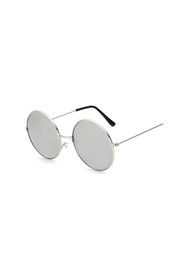 COTCLO Lunettes de soleil rétro rondes roses pour homme - Lunettes de soleil pour femme - En alliage miroir - Noir/gris doré