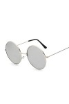 COTCLO Lunettes de soleil rétro rondes roses pour homme - Lunettes de soleil pour femme - En alliage miroir - Noir/gris doré