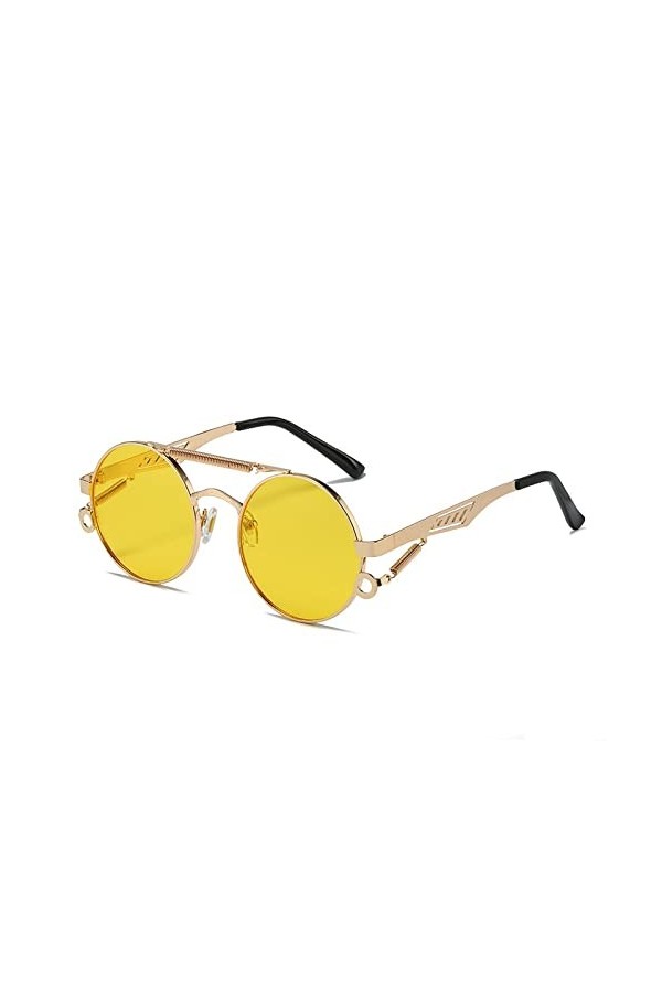 MASKIS Lunettes Pour Femmes Lunettes De Soleil Rondes Steampunk Retro Lunettes De Soleil Spring Leg Lunettes De Soleil Oculos