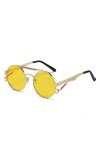 MASKIS Lunettes Pour Femmes Lunettes De Soleil Rondes Steampunk Retro Lunettes De Soleil Spring Leg Lunettes De Soleil Oculos
