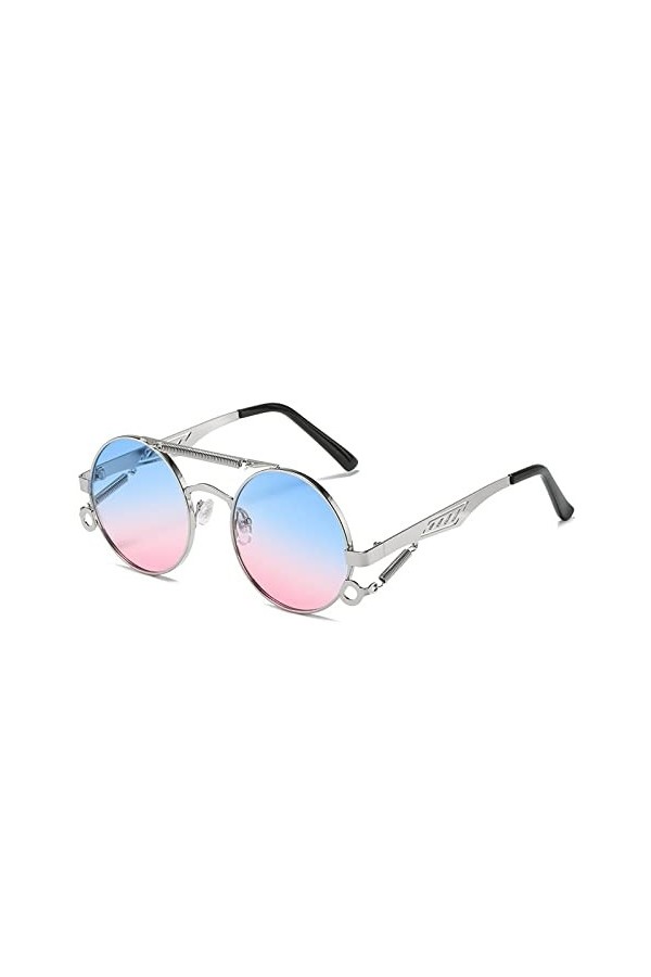 MASKIS Lunettes Pour Femmes Lunettes De Soleil Rondes Steampunk Retro Lunettes De Soleil Spring Leg Lunettes De Soleil Oculos