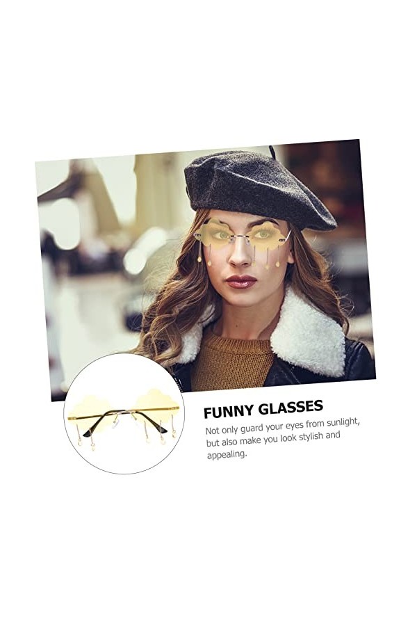 ABOOFAN 4 Pièces Lunettes De Soleil En Vrac Sans Monture Foncé Pour Hommes Élégant Mignon Femme Disco Nuage Goutte De Pluie D