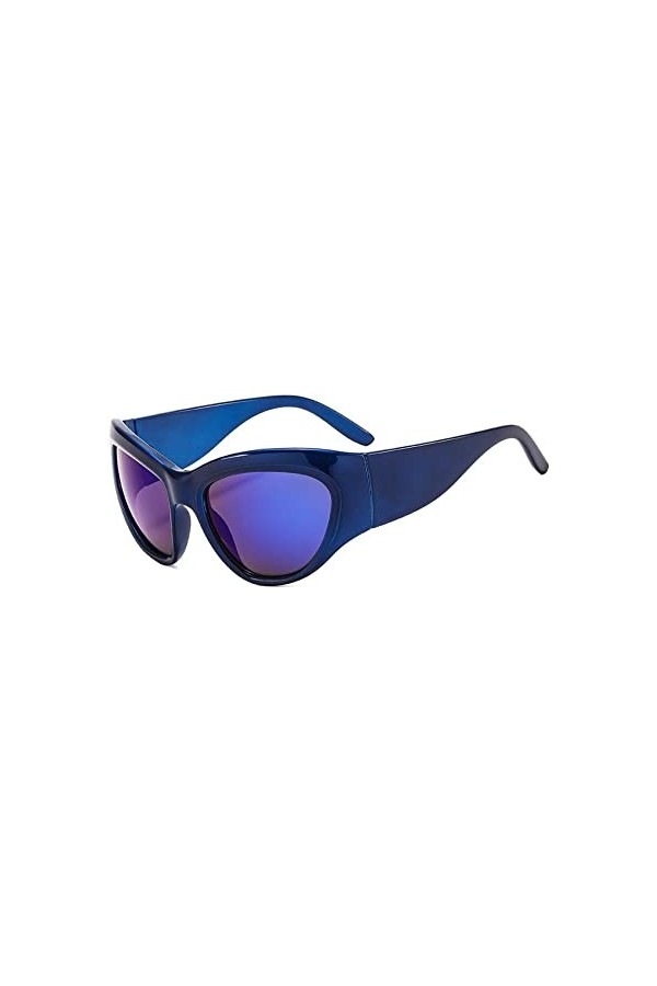 Lunettes de soleil pour femmes Noir Grand Cadre Dames Lunettes de soleil Hommes Pilote Lunettes de vue Miroir Shades, Bleu bl