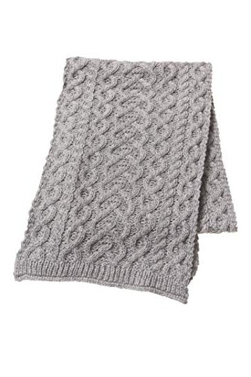 Aran Crafts Womens Irish Knitted Wool Soft Heart Pattern Scarf X4942-SGRY 