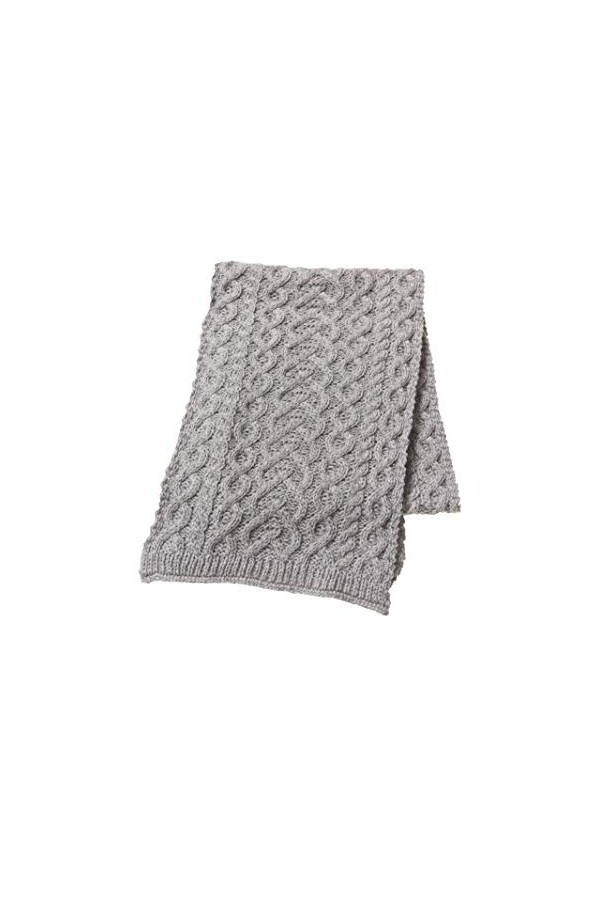 Aran Crafts Womens Irish Knitted Wool Soft Heart Pattern Scarf X4942-SGRY