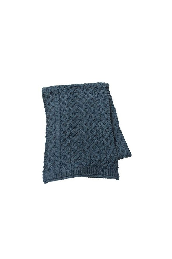 Aran Crafts Womens Irish Knitted Wool Soft Heart Pattern Scarf X4942-SGRY 