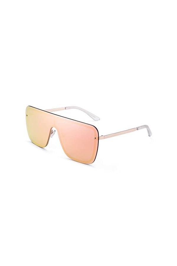 Femmes Hommes Lunettes de soleil surdimensionnées Lunettes de soleil vintage UV400,c1 miroir rose,Taille unique