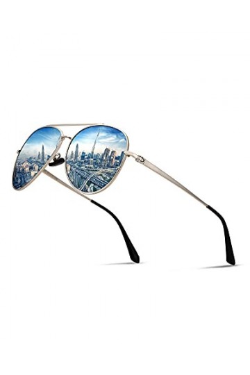 GUZTAG Lunettes de soleil polarisées pour homme classique unisexe Lunettes daviateur UV400 Protection G8259, bleu, Medium