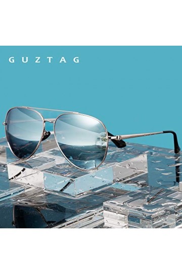 GUZTAG Lunettes de soleil polarisées pour homme classique unisexe Lunettes daviateur UV400 Protection G8259, bleu, Medium