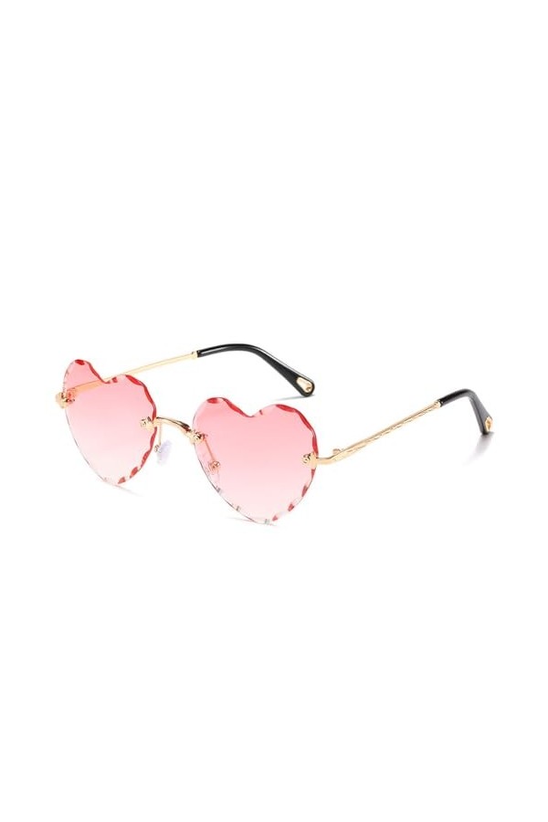 HCHES Lunettes de Soleil sans Cadre Street Snap Lunettes de Soleil en Forme de Coeur Lunettes de Soleil Femme Amour Femmes,C2